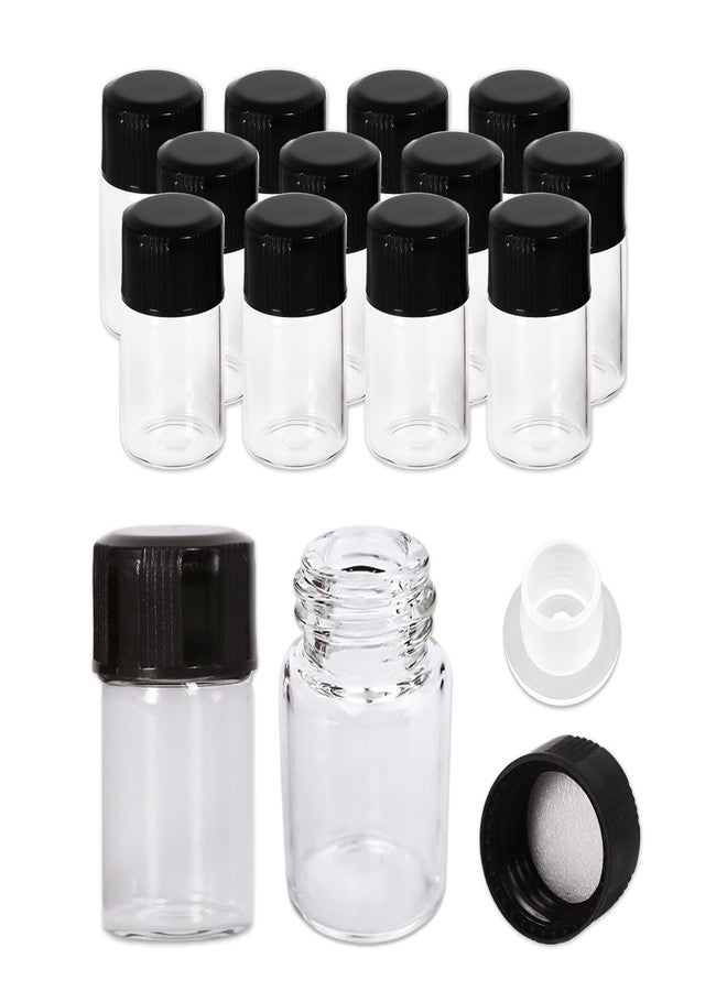 Beauticom 2ML Clear Glass Vial 12 Pieces with Orifice Reducer and Dropper Top - Image 1